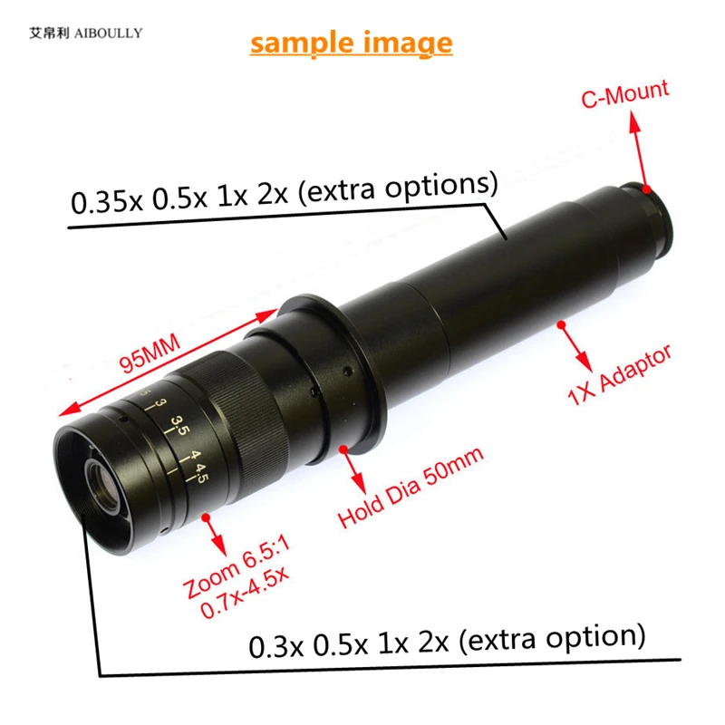 Цифровой видеомикроскоп 0 7 x C Mount Lens PCB/SMT ремонтная электронная лупа с 1X окуляром