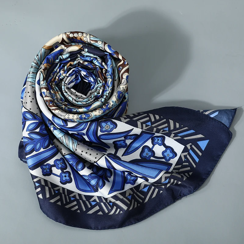 [FEILEDIS]100% шелковый шарф женские квадратные шарфы с цветочным принтом Большие шали
