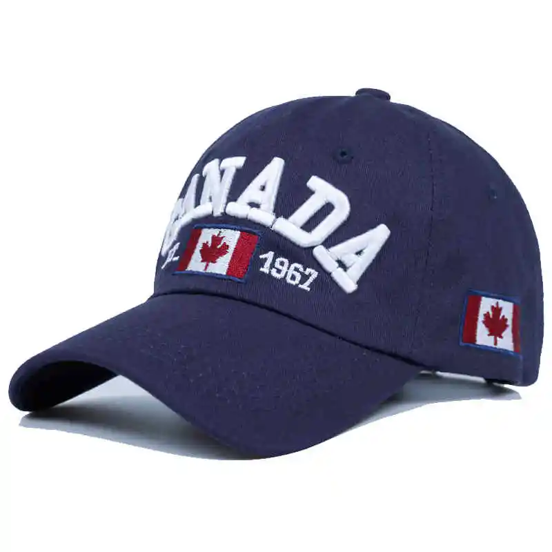 Хлопок Gorras канадский бейсбольный Кепка Флаг Канады Кепка Snapback Регулируемая Мужская Бейсболка s бренд Snapback Кепка - Color: Navy Blue