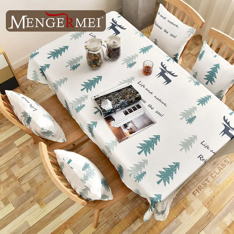 Скатерть с принтом лося растения жиронепроницаемый водонепроницаемый толстый