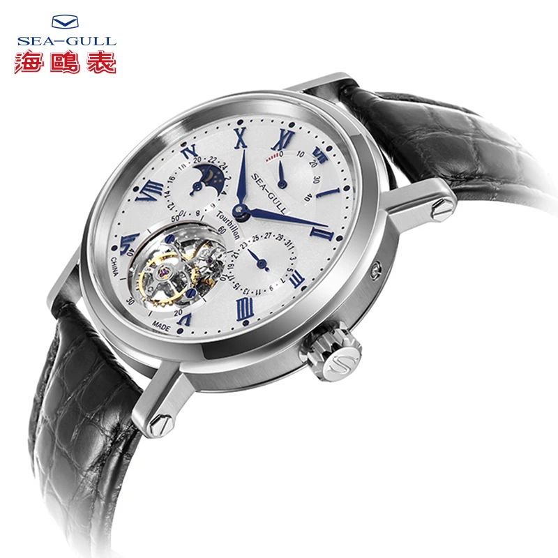 С оригинальной сертификацией бумаги Чайка Tourbillon часы запас мощности День Ночь