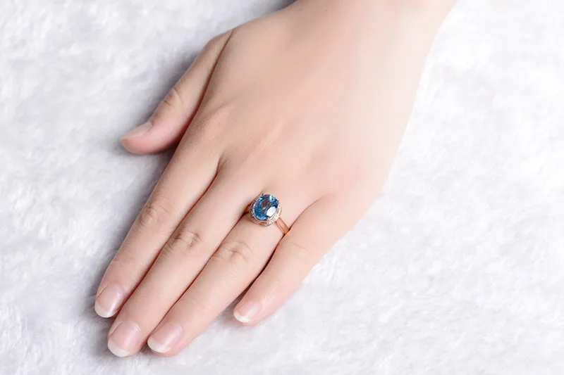 ZOCAI натуральная 3,0 Ct настоящий топаз 0,16 Ct настоящий diamond18K розовое золото кольцо с крапановой закрепкой камня Помолвочное, обручальное кольцо группа W06195
