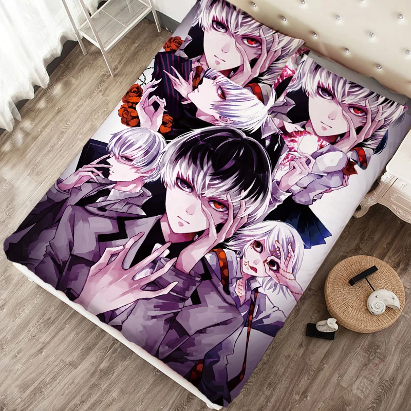 1 Обновление августа японское аниме Токийский Гуль Kaneki Кен& Kirishima Toka постельное белье из молочного волокна и фланелевое одеяло летнее одеяло 150x200 - Цвет: 1