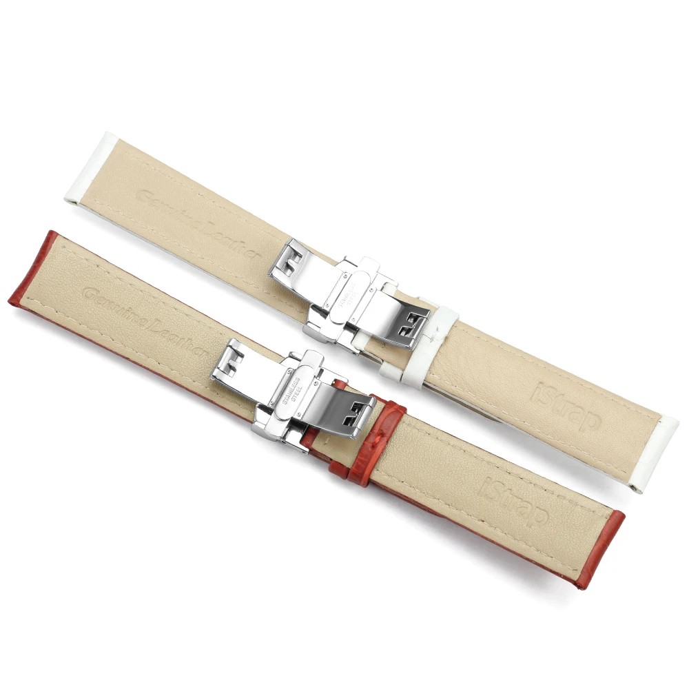 IStrap 16 мм 18 19 20 красный белый ремешок для часов из натуральной кожи сменный женщин