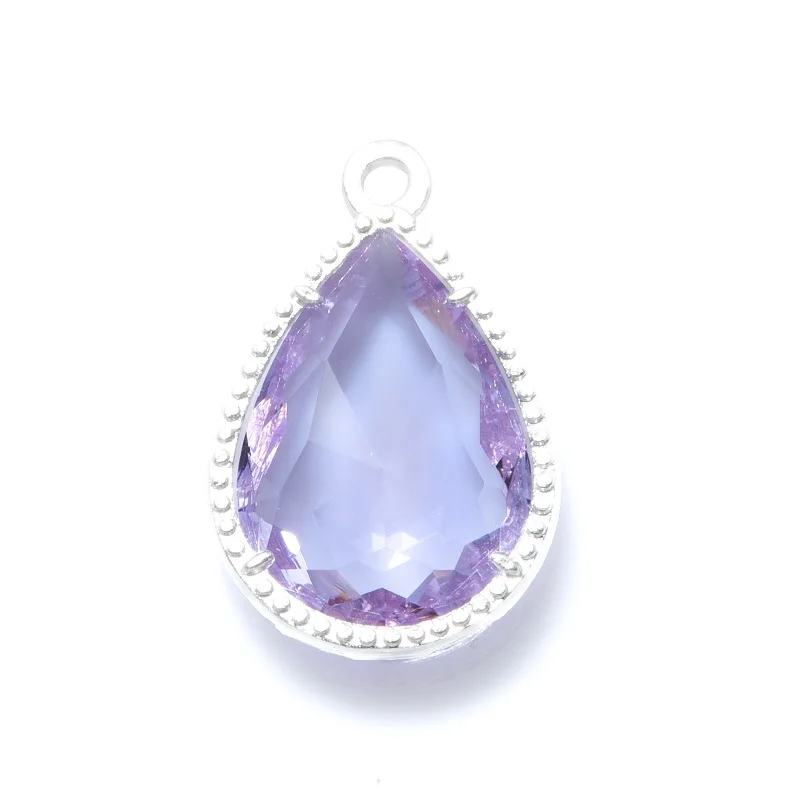 LightPurple Камни в форме капли стеклянное украшение кулон аксессуары для сережек ожерелье ювилирные изделия фурнитура изготовление ручной работы Diy женщина Eawires - Окраска металла: LightPurple