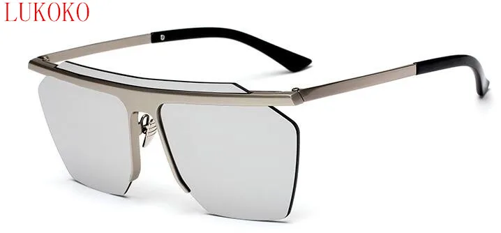 LKK one large rimless sunglasses hot sale women men silver mirror shades fashion brand sun glasses female UV400 | Аксессуары для