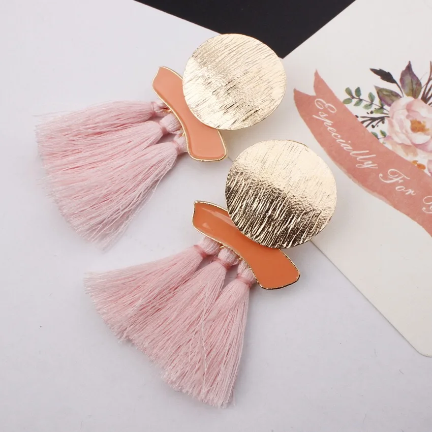 Мода пример кисточкой серьги цвета ассорти кулон круглые золотые для женщин