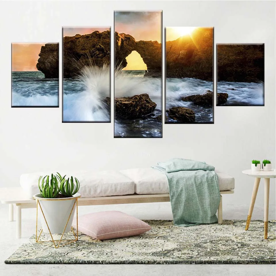 Печать скандинавских картин настенная художественная рамка 5 шт. 4 сезона дерево