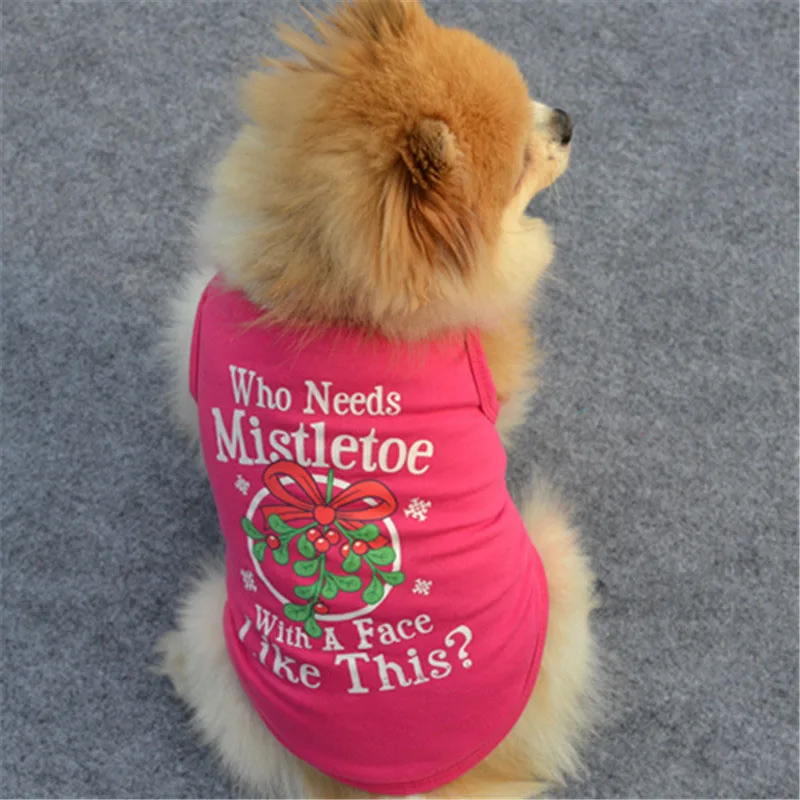 New Fashion Cotton Dog Vest Christmas Letters Printed Cute Comfortably Pet Shirt Puppy Cat Vests Pets Apparel Teddy DOGGYZSTYLE | Дом и сад