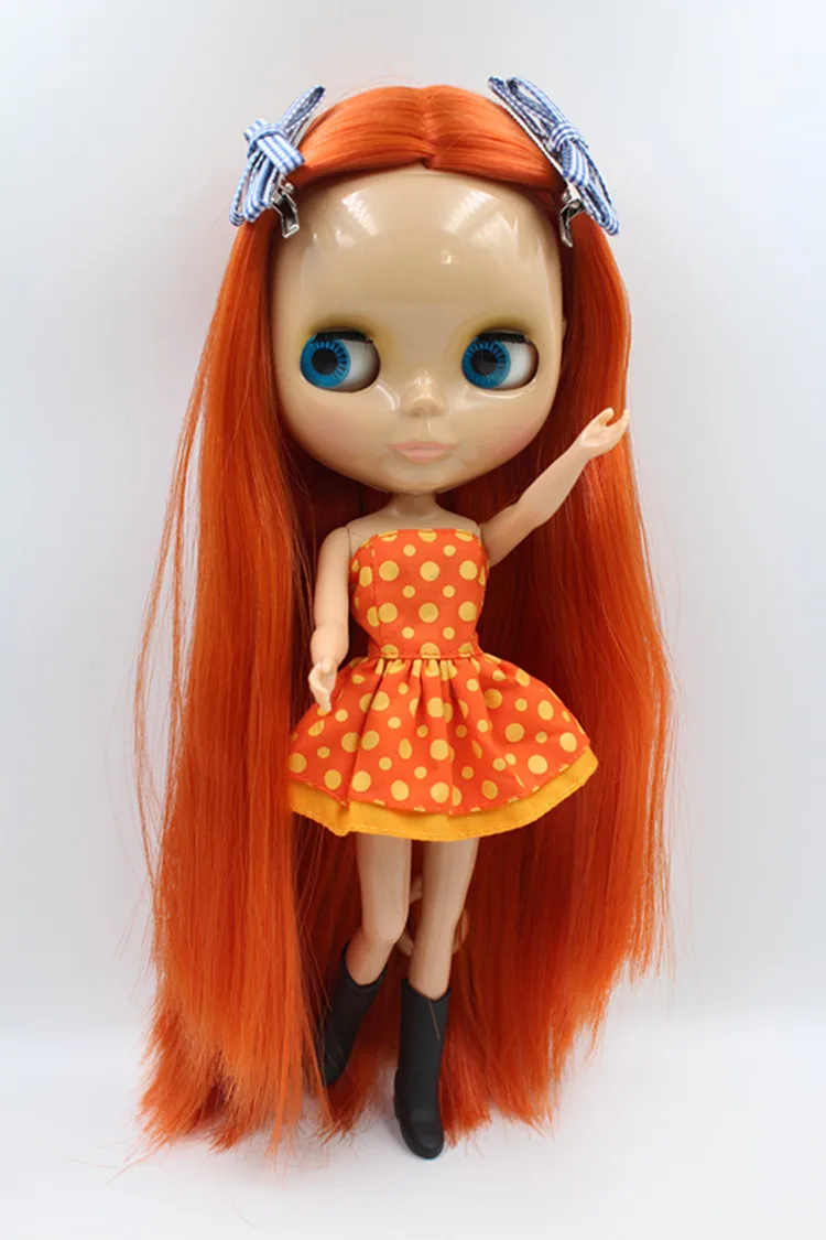 Blygirl кукла оранжевый прямые волосы Blyth Кукла тело мода может переделать макияж Модная Кукла пшеничная мышца