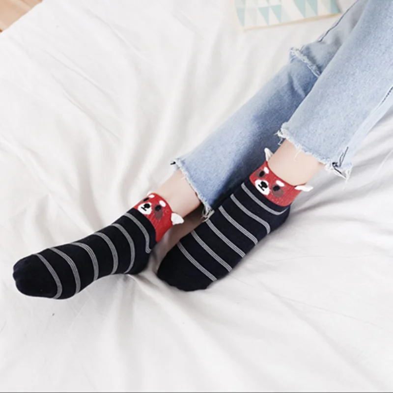 Новые модные милые животные женские хлопковые носки Kawaii летние короткие носки тапочки Для женщин Повседневное мягкие забавная лодка носки