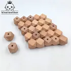 Бусины из бука, незавершенные, натуральные, 18 мм, Геометрическая, Шестигранная форма, 30 шт.