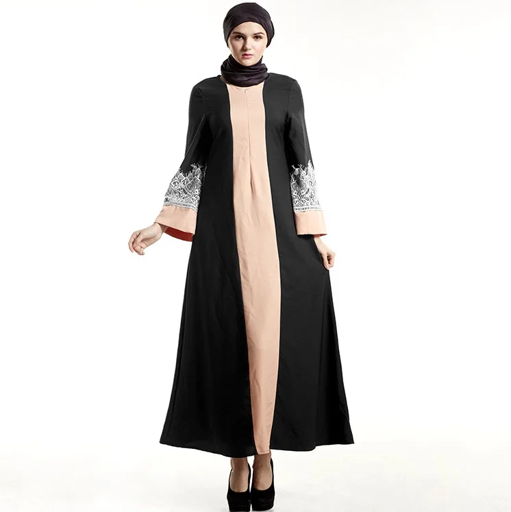 muslim dresses gown loose lace women clothing slim long sleeve arab robe malaysia 5369 | Женская одежда