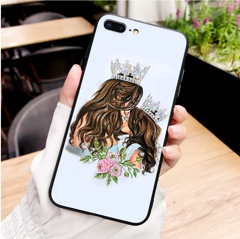 Чехол для iPhone 11Pro MAX XR XS X10 5 6 7 8Plus 11Pro MAX SE из мягкого ТПУ с черными и коричневыми волосами