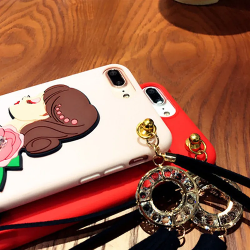 Goddess Tassel Rivet Case For iPhone 6 6s Vintage Elegance With Rhinestone Lanyard Shell 7 8 Plus Phone Cases |