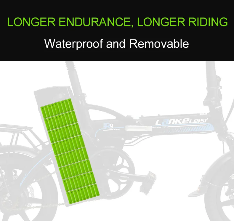 R9 портативный 14 дюймов складной электрический велосипед, 48 В 23,4ah сильная литиевая батарея, интегрированное колесо, подвеска EBike