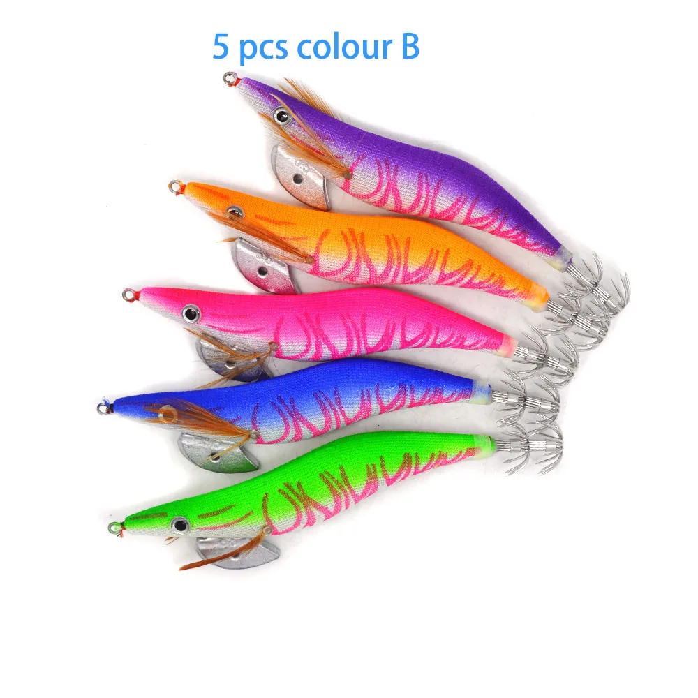 5 pcs colour B Многоцветный 13 см 20 Г Кальмар Джиги рыболовные снасти приманка для морской рыбалки морской воды крючок для наживки - Цвет: 5 pcs colour B
