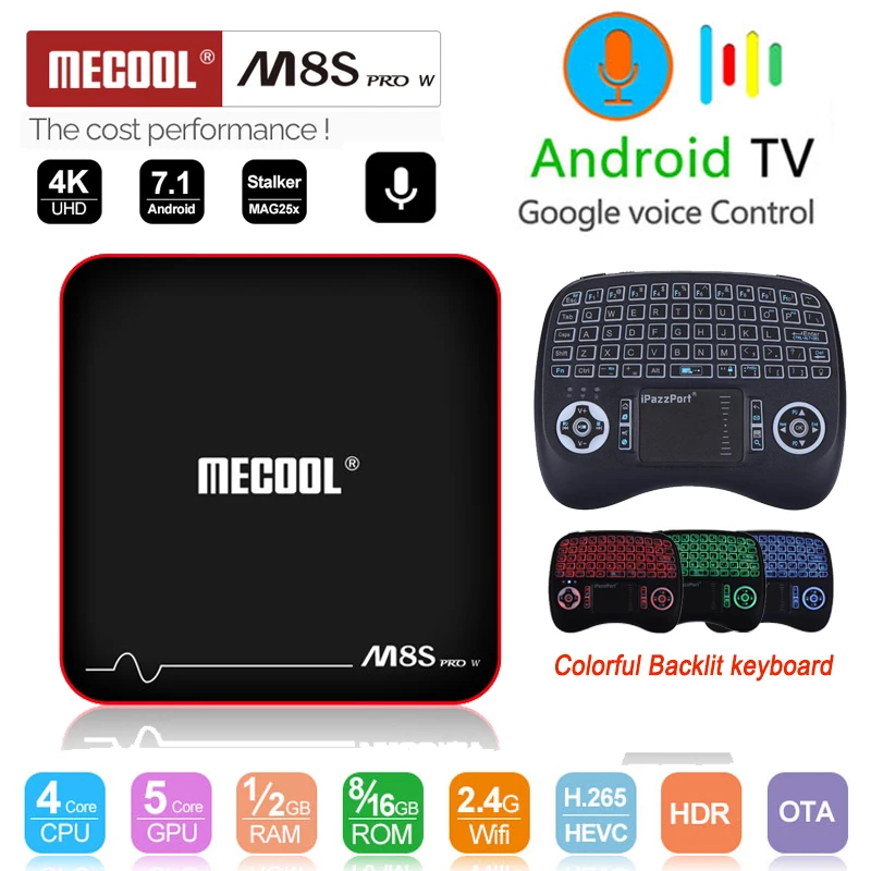 MECOOL M8S PRO W Голосовое управление Android 7 1 ТВ приставка Amlogic S905W четырехъядерный 2 Гб 16