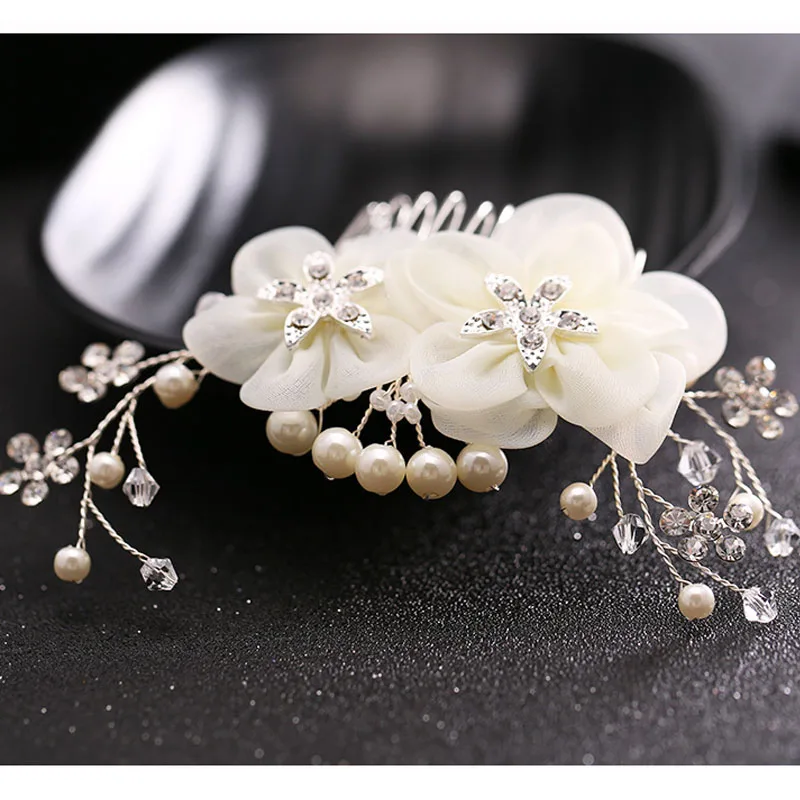 Новый Романтический Модный цветочный гребень для невесты тиары жемчужный