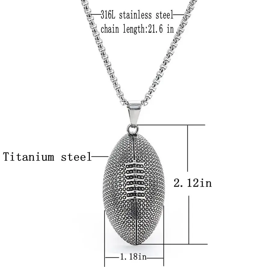 Новый Античная Титан Сталь Регби Цепочки и ожерелья подвеска в стиле панк