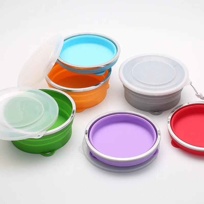 Складная Силиконовая миска для пищевых продуктов Салатница портативная посуда
