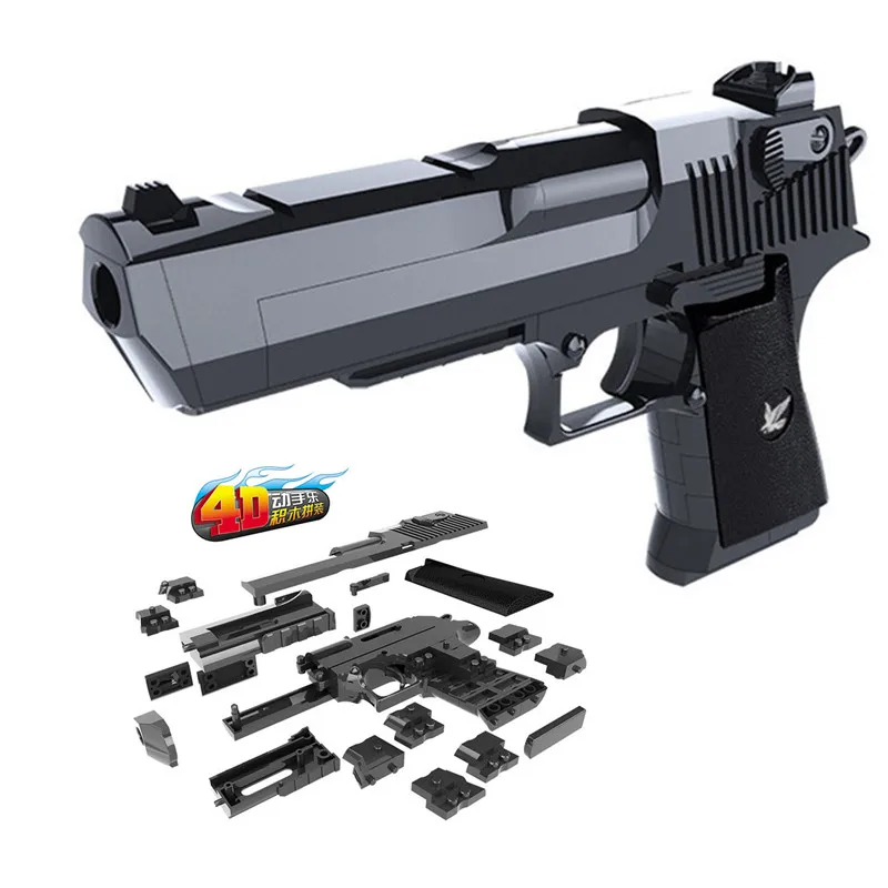 

2021 DIY Building Blocks Toy Guns Desert Eagle Assembly Toy Brain Game Model with Instruction Cool Gifts Toy for Kids