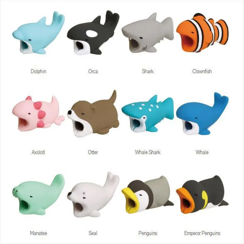 3 шт. кавайный кабель животное iphone протектор в форме намотки собака кусает