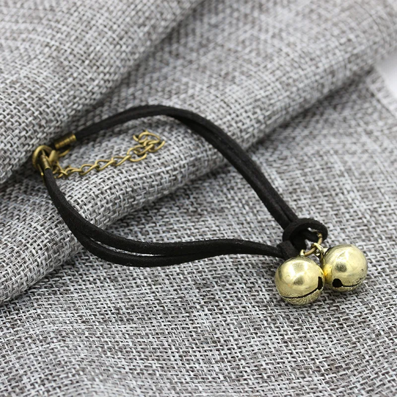 Простые двойные черные кожаные цепочки маленькие золотые подвески для