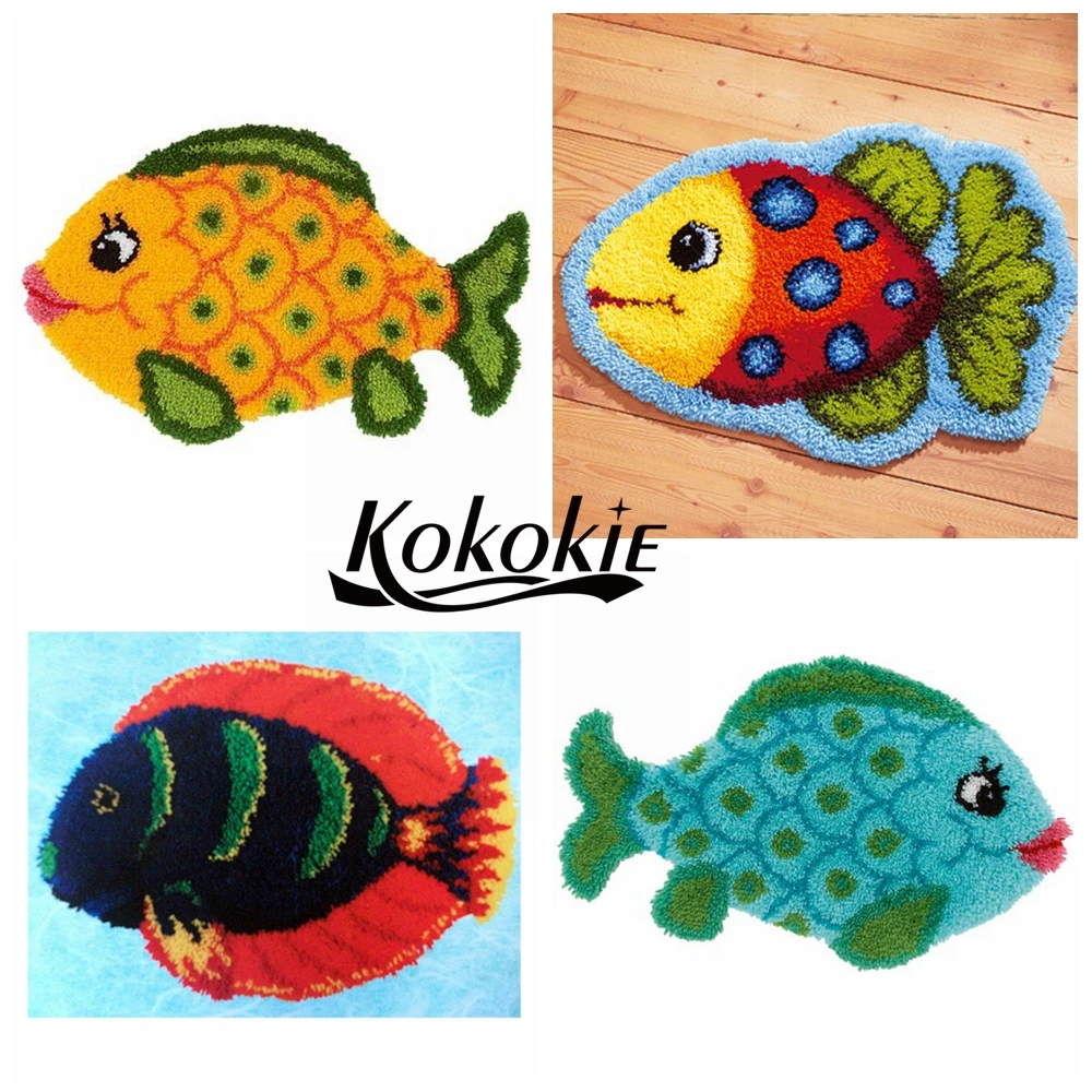 

Cartoon fish printed cushion accessories crochet tapis needle for carpet Foamiran for crafts latch hook diy rug tapestry kits