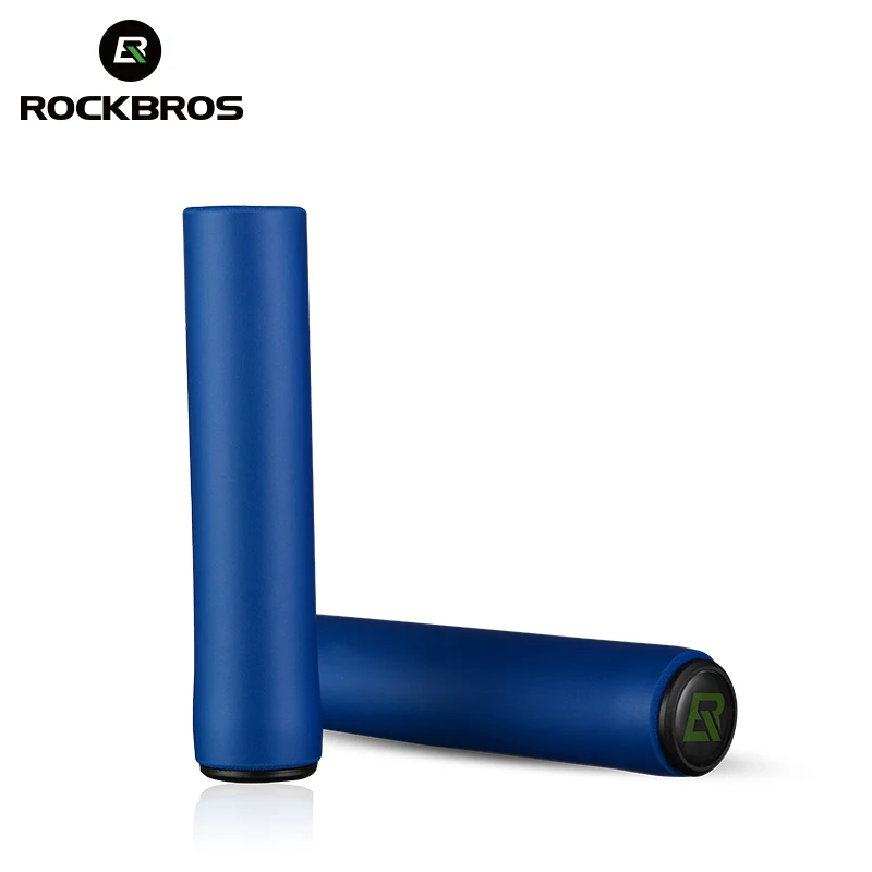 Silicone Blue ROCKBROS Анти-занос, удар-поглощая велосипедная часть на велосипеде, мотоцикле, Шестерни ручки MTB велосипед силиконовый руль мягкие Сверхлегкий ручки - Цвет: Silicone Blue