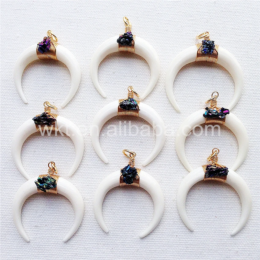 WT-P525 оптовая продажа натуральная кость быка рожковая подвеска с подвеской ручная