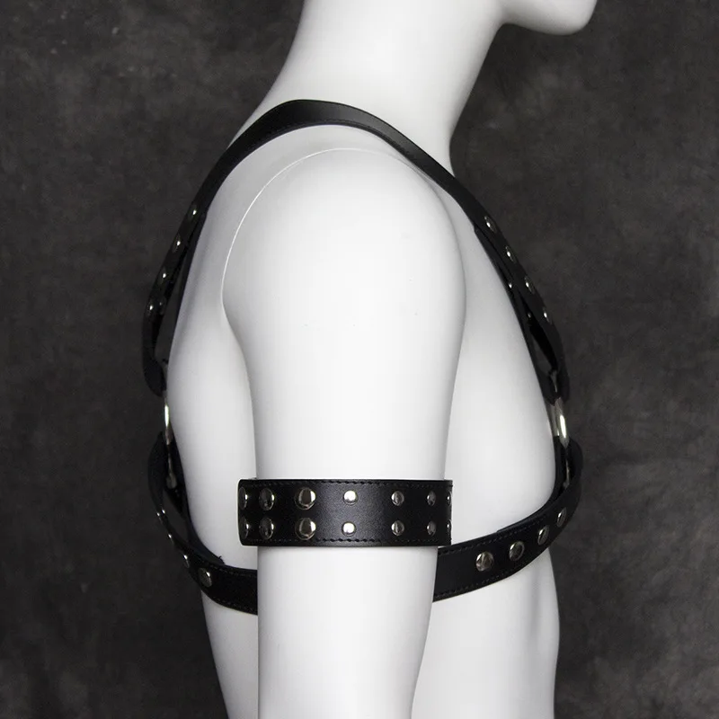 Latest Design Black Faux Leather Free Size Sexy Adjustable Body Chest Harness Strappy With O-rings Connected For Nightclub | Тематическая