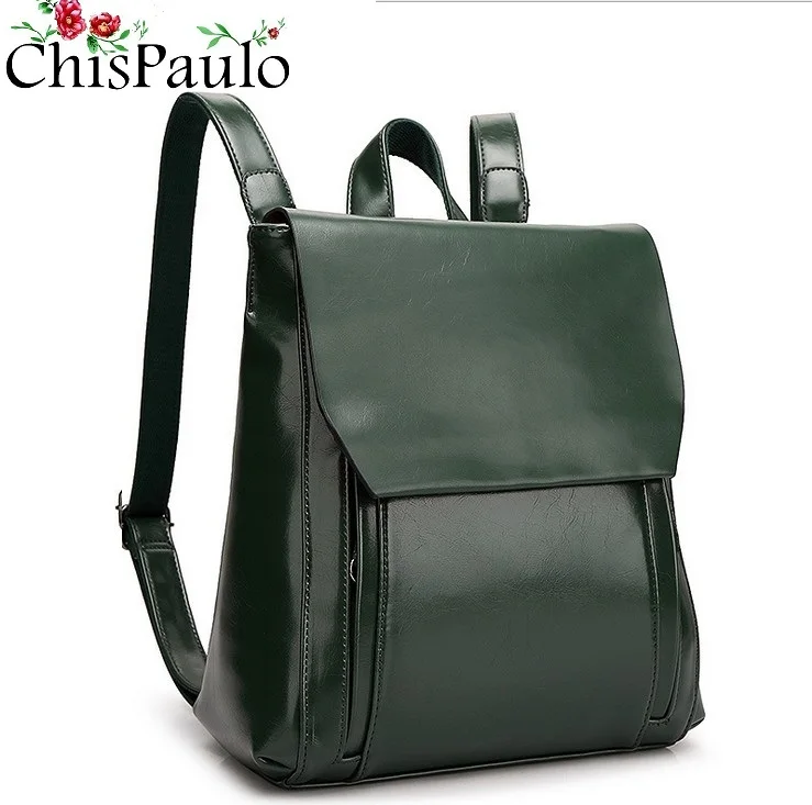 Женский рюкзак из натуральной кожи CHISPAULO черный школьный на плечо 2019|mochila fashion|leather