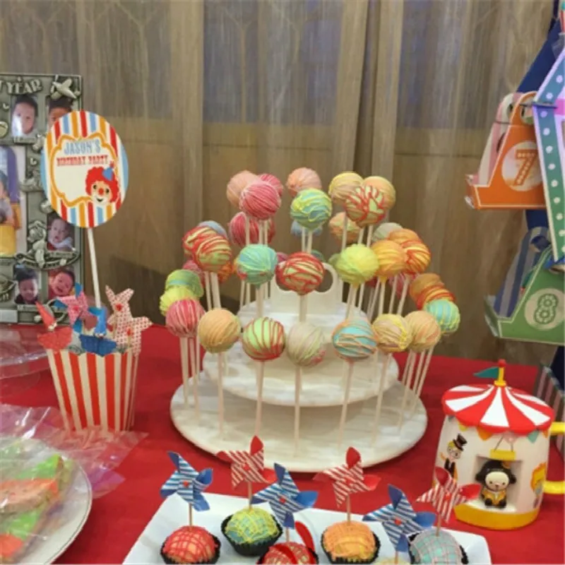 

Assemblable White 3 Tiers Snack Server 21pcs Cupcake Stand 42pcs Cake Pop Stands Lollipop Holder Birthday Cake Rack