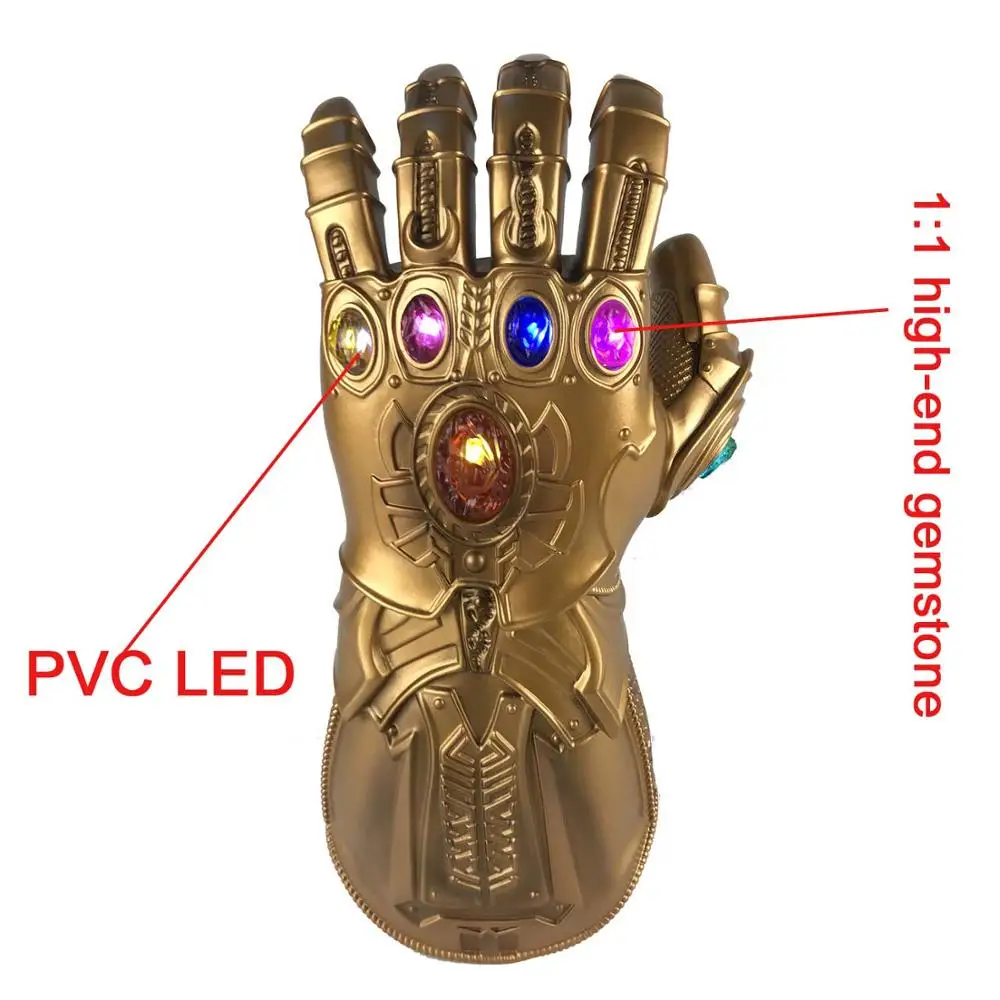 PVC LED Glove 1/1 перчатки Железного человека, перчатки для косплея, перчатки Железного человека, светодиодный светильник, инфракрасная пуля, фигурка железного человека, экшн-игрушка для взрослых, перчатки - Цвет: PVC LED Glove