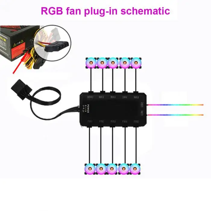 Радужные огни RGB регулируемый цветной вентилятор охлаждения 120 мм светодиодный компьютерный бесшумный чехол контроллер вентилятора SD998