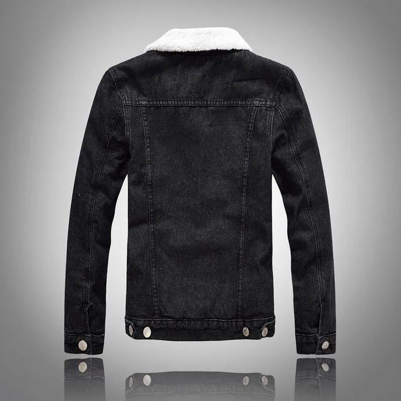 Men Coats Wool Liner Cowboy Lambhair Warm Denim Outwear Male Self-Cultivation Thick Denim Coat