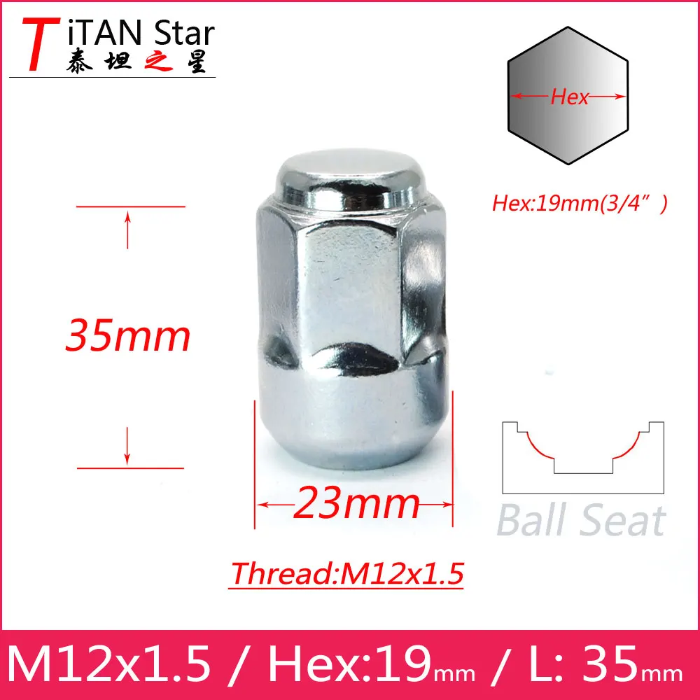1 шт. M12x1.50 OEM OE Stock Заводские колёсные диски шариковые гайки для сиденья 35 мм Hex19mm