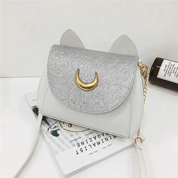 Серебристый Gaqiuma sailor small moon с клапаном на плечо из искусственной кожи Маленькая сумка через плечо женская сумка-мессенджер - Цвет: Серебристый