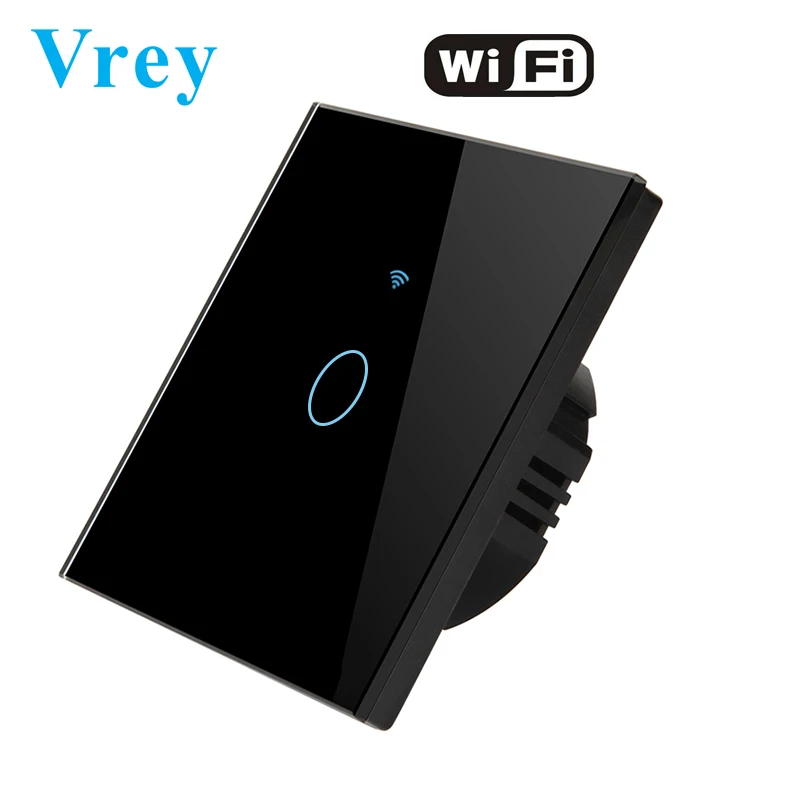 VR-WIFI-01 Black Врей Wi-Fi приложение Smart Touch переключатель, 110 V-240 v настенный светильник Сенсорный экран переключатель, с украшением в виде кристаллов Стекло переключатель Панель и поддерживаемые дистанционное управление - Цвет: VR-WIFI-01 Black