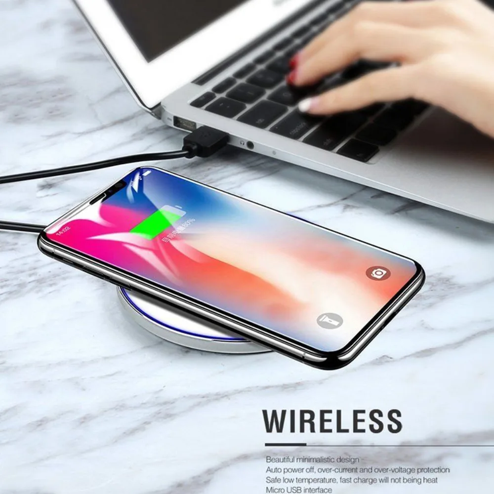 SOONHUA Qi Беспроводное зарядное устройство для Samsung Galaxy S8 ультратонкая круглая