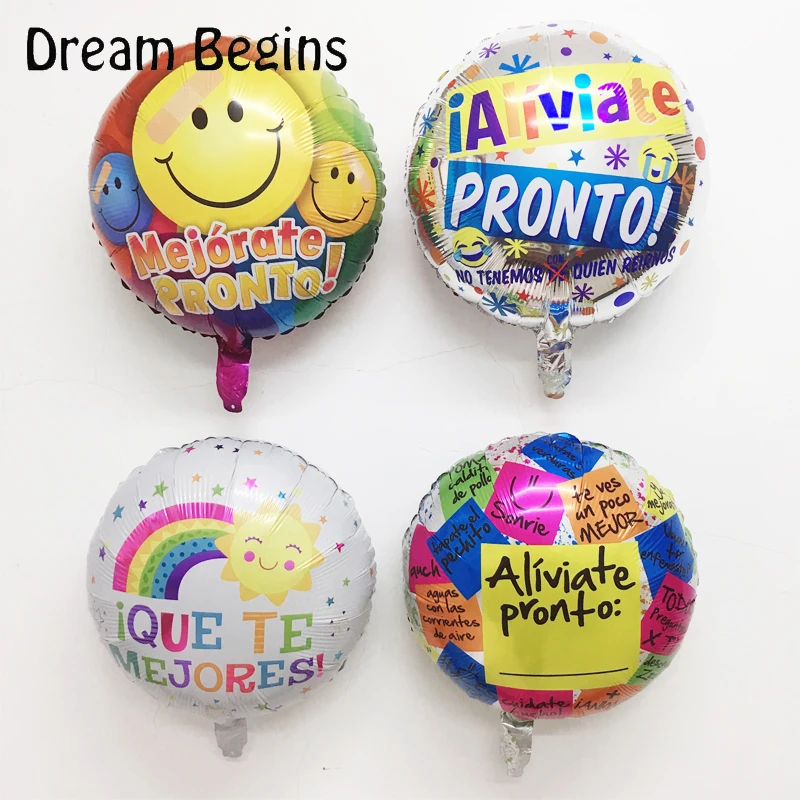 DB 2Pcs lot English get well soon best wishes health discharge party decoration 18inch round foil blessing spanish balloons | Дом и сад