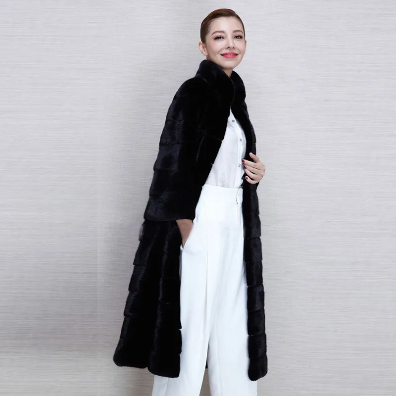 Женское зимнее пальто с воротником Мандарин длинное кроликом бесплатная