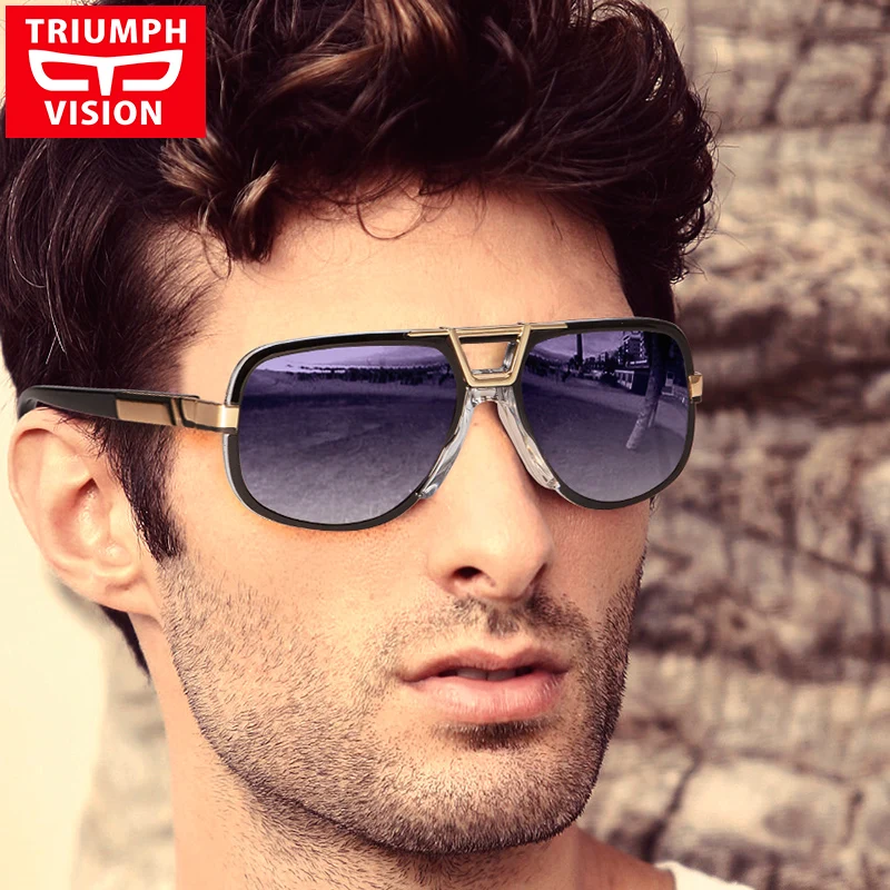Триумф видения черные очки Мужчины Градиент UV400 солнцезащитные для мужчин пилот