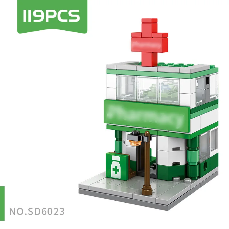 SD6020 119 PCS Строительный блок DIY мини-уличный вид сборка город мини-уличный магазин игрушек розничный магазин KFCE McDonald для детей обучающая игрушка - Цвет: SD6020 119 PCS
