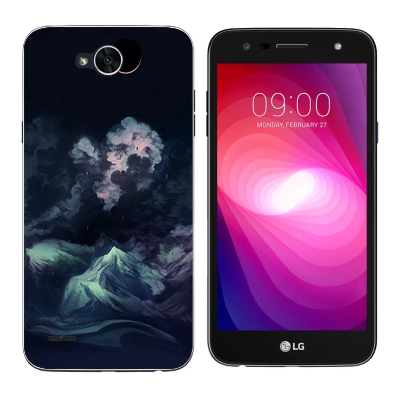 Силиконовый чехол для LG X Power 2 K10 с золотой печатью мягкий термополиуретановый