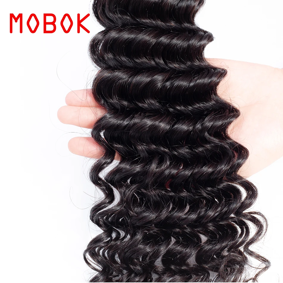 MOBOK Deep Wave Brazilian Hair Weave 1 Bundle Non Remy No Smell 100% Human Extension Natural Color Free Shipping | Шиньоны и парики