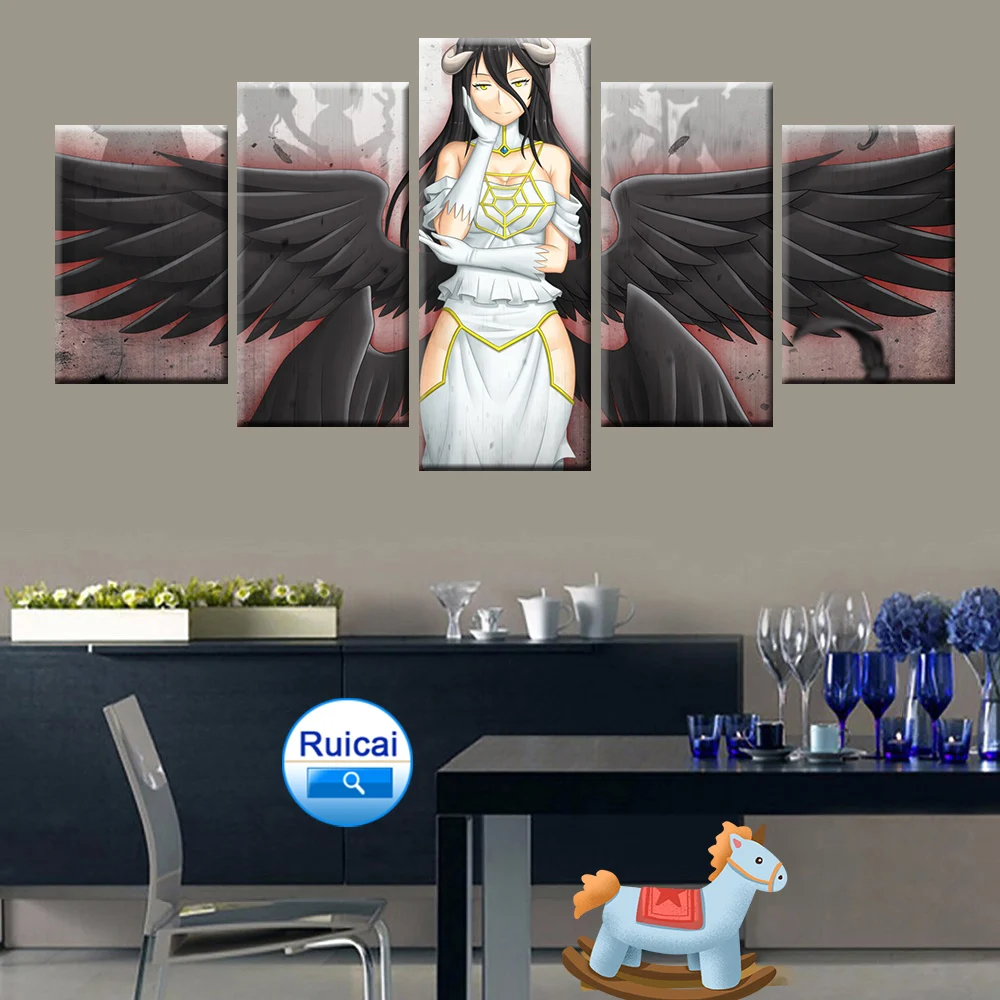Home Decor Girl Room Mural Wall Art Anime Undead King Poster 5 Panel HD Print Modular | Дом и сад