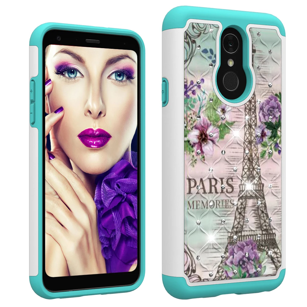 Милый чехол 2 в 1 с рисунком для LG Q7 plus Жесткий Чехол ПК блестящей задней крышкой