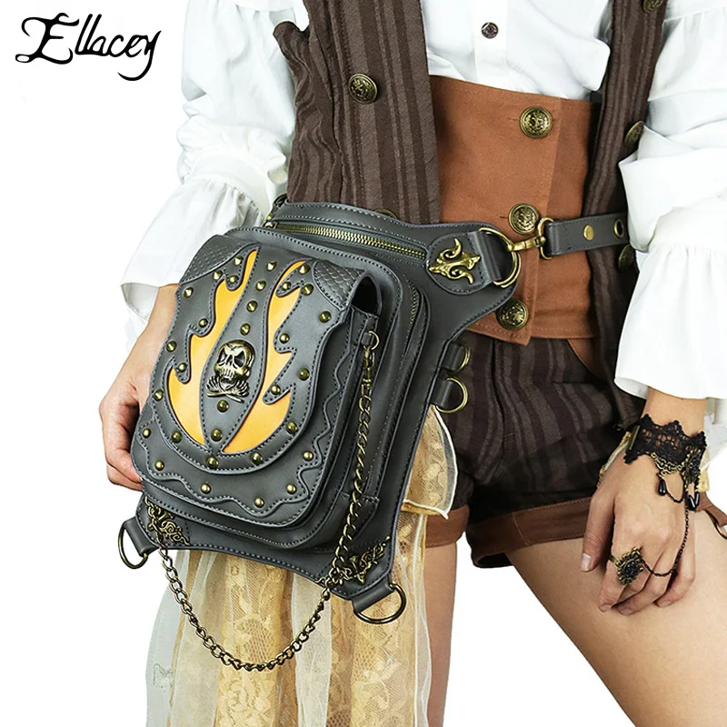 Панк готический череп заклепки поясная сумка женская новая европейская